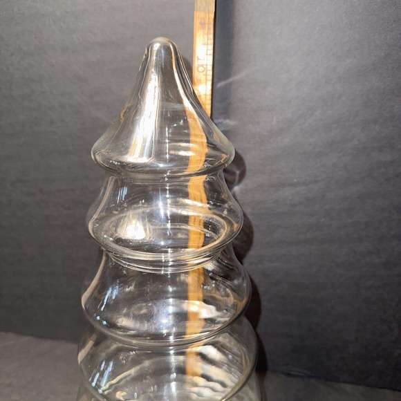 Vintage Clear Glass Christmas Tree Shaped 2-Part Candy Jar Container 10.5” - Picture 2 of 5
